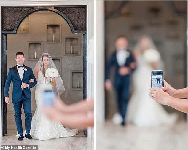 A photographer punched an unthinking wedding guest after taking the first hit as the bride walked down the aisle