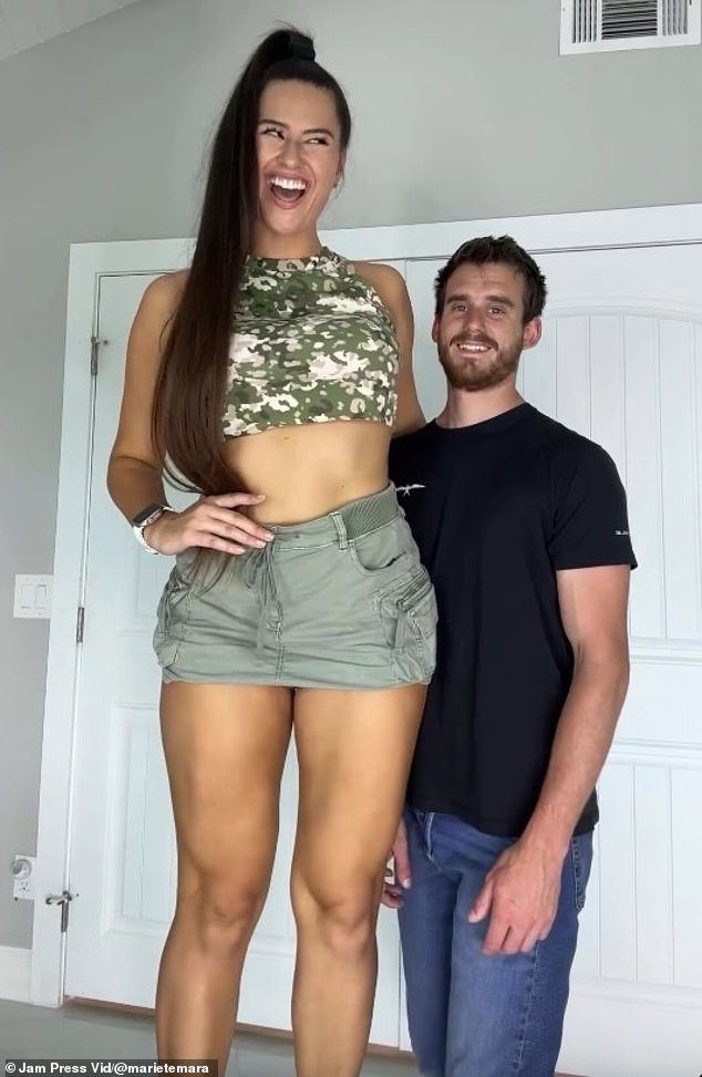 Marie Temara, 28, wants to prove size doesn't matter after revealing she found love with a 'little king' (pictured with her new boyfriend, Matthew, 27)