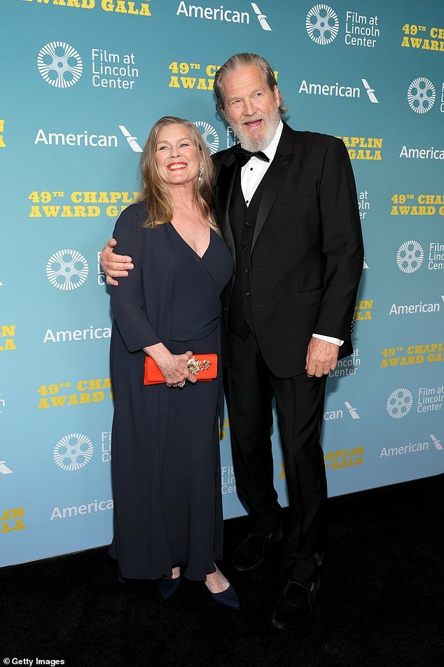 Jeff Bridges and his wife Susan Geston look in love Monday night at the 49th Chaplin Award Gala in New York City honoring the Tron actor for his iconic career