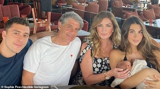 The Apprentice star's daughter, Sophia Peschisolido, 27, welcomed her son at the end of March, just one week after Karren's 55th birthday on April 4.