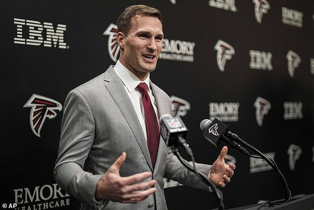 Falcons quarterback Kirk Cousins ​​speaks during a press conference Wednesday, March 13
