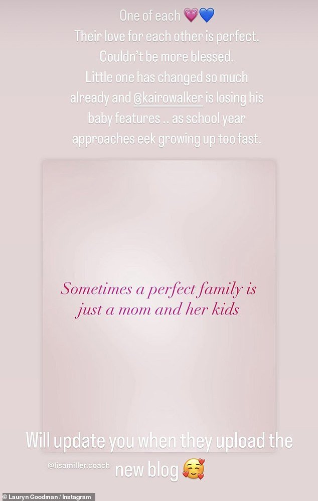 Lauryn uploaded an image with the caption: 'Sometimes a perfect family is just a mother and her children'