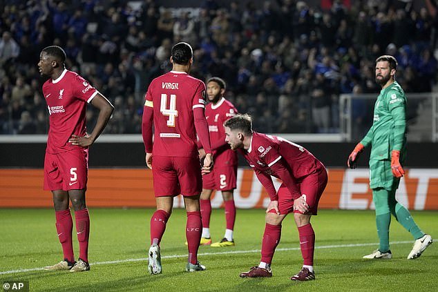 The Reds, who were pictured despondent at full-time, failed to overturn their 3-0 deficit from the first leg against Atalanta but still won the away leg 1-0 thanks to a first-half penalty from Mo Salah