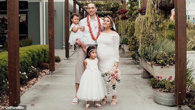 Margaret Tongiatama (right) was pregnant with a third child when this photo was taken with her husband, Ed, and their daughters Ayla-Sialei and Zana Mary