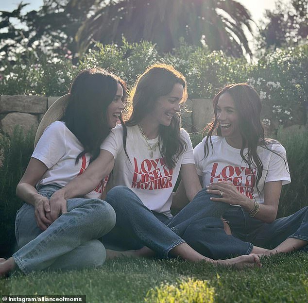Meghan Markle (right) posed with her Suits co-star Abigail Spencer (left) to support their friend Jessica Zajfen (center) in a new charity campaign