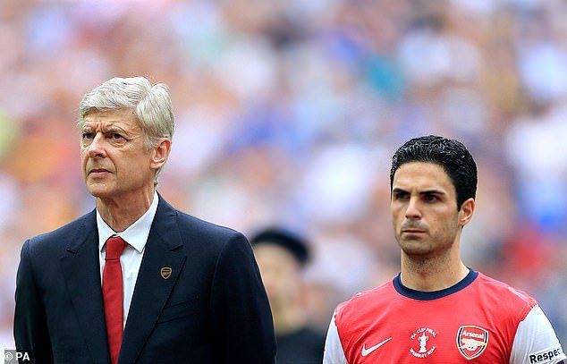 Mikel Arteta (pictured right) revealed he has been in contact with Arsène Wenger (left)