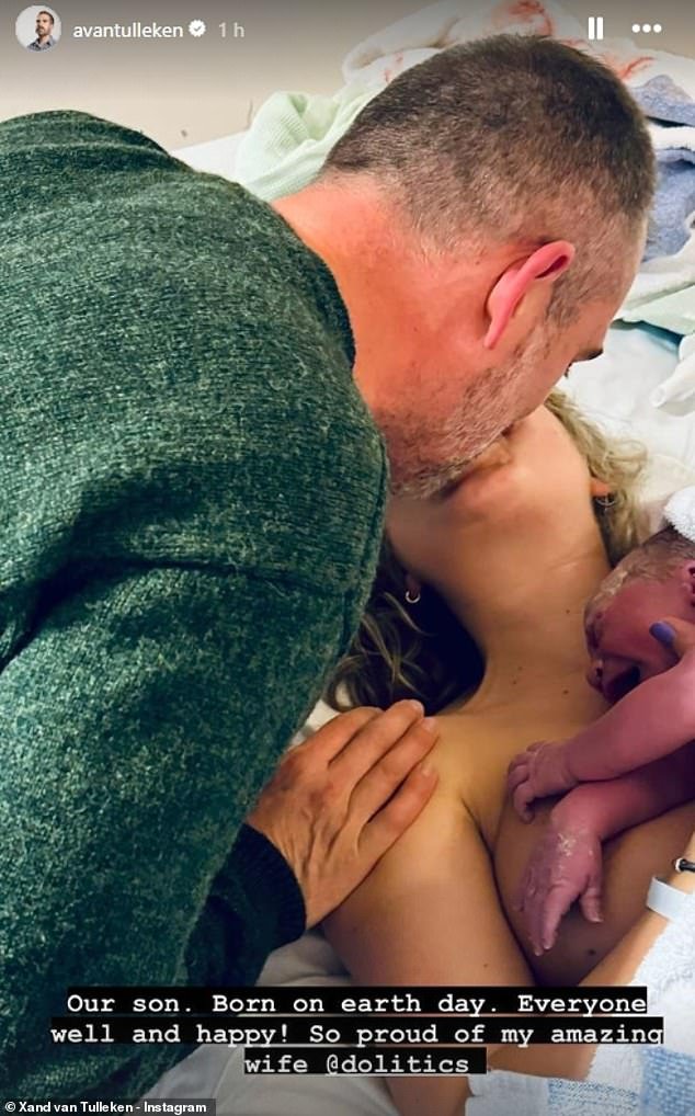 On Instagram, Dr. shared  Xand a candid photo kissing his wife after she gave birth as she held the newborn
