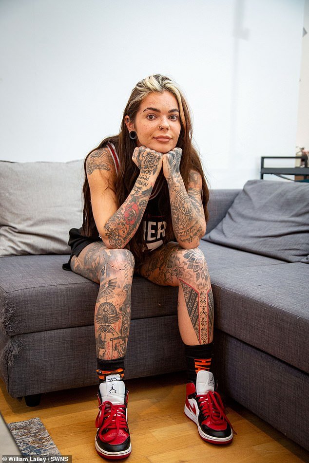 A woman who has 70 percent of her body covered in tattoos has revealed she has lost her job and is being followed around shops by security guards