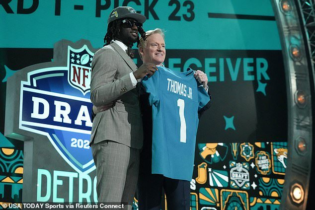 Her son, Brian Thomas Jr., was selected No. 23 overall by the Jacksonville Jaguars