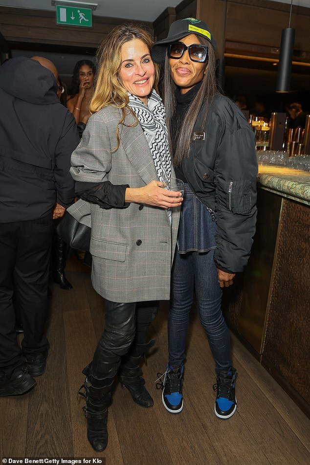 Naomi Campbell, 53, opted for a casual fit as she attended the One Day & KUBOLOR event on Thursday, presented by Kloss x Don Julio 1942 (photo with Juliette Larthe)