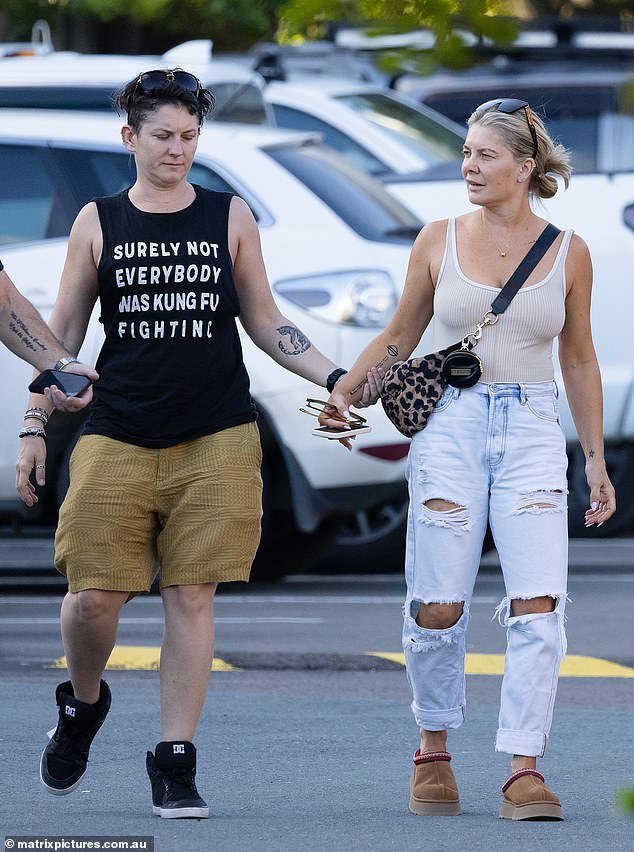 Natalie Bassingthwaighte, 48, (right) made her public debut with new partner Pip Loth (left) during a low-key getaway in Queensland last weekend