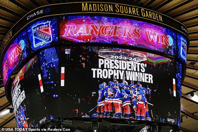 The Rangers won the Presidents' Trophy by posting the best record in the NHL this season