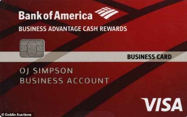 OJ Simpson's Bank of America credit card has sold for more than $10,000 at auction