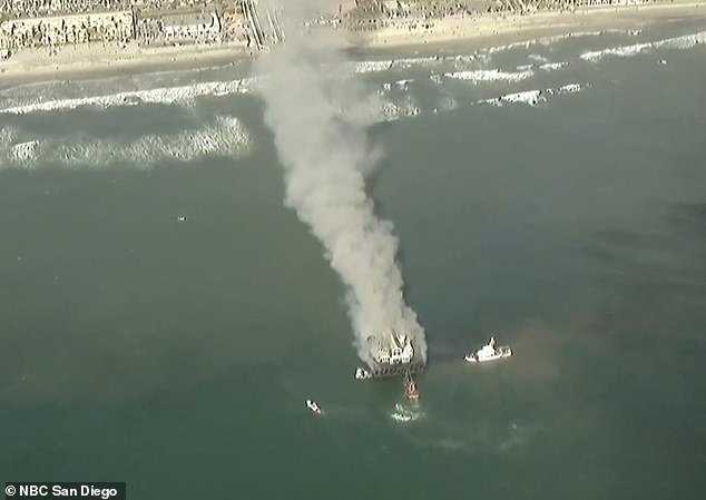 A fire was reported at San Diego's Oceanside Pier around 3:00 PM PT