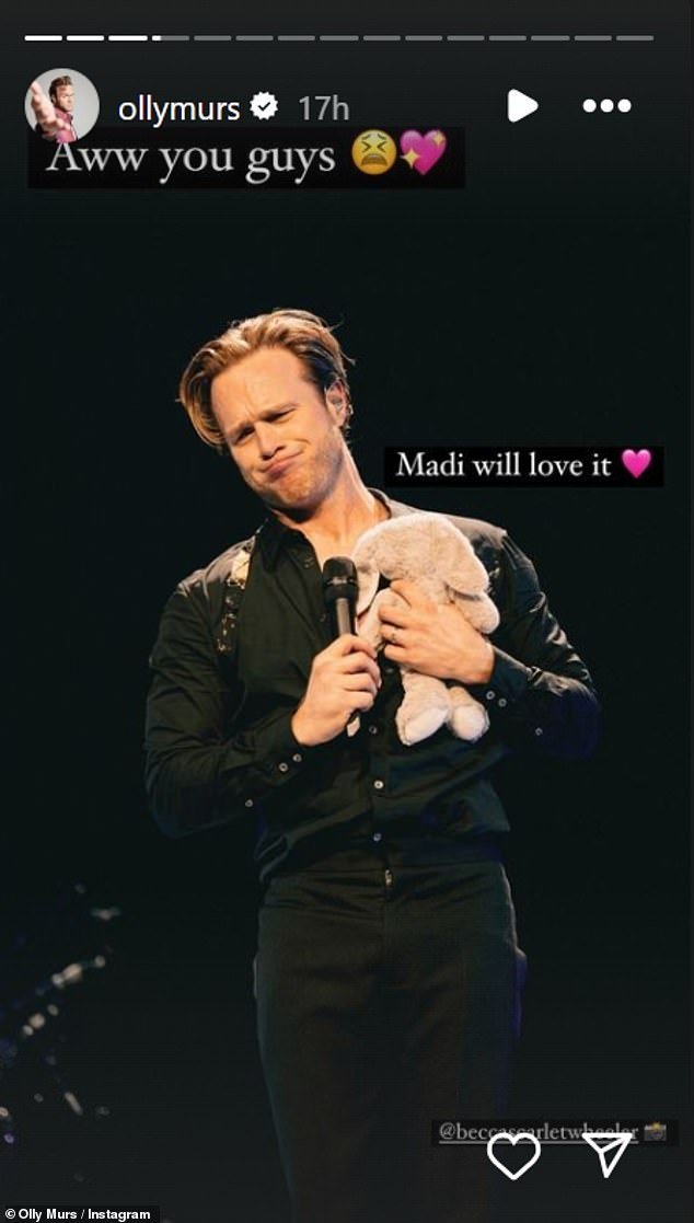 Olly Murs is feeling emotional after leaving his wife Amelia Tank and their newborn daughter behind while on tour