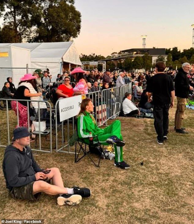 Photos showed a grassy area cordoned off with an 'accessible' sign attached to a metal barrier, but there was no flat floor covering or raised platform