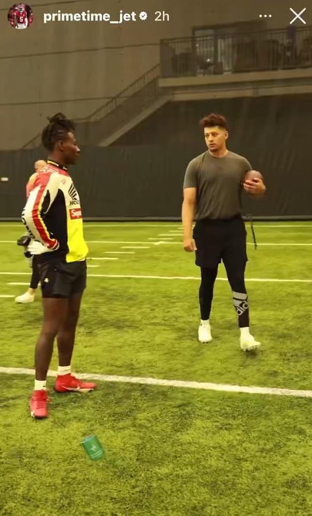 Mahomes was seen representing new teammate “Hollywood” Brown earlier this month