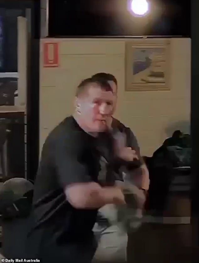Police have concluded an investigation into a pub fight involving Paul Gallen after Daily Mail Australia published footage of the wild scuffle.  In one video, an employee cleaned Gallen's face with a cloth before turning away when a customer made a cheeky comment (above)