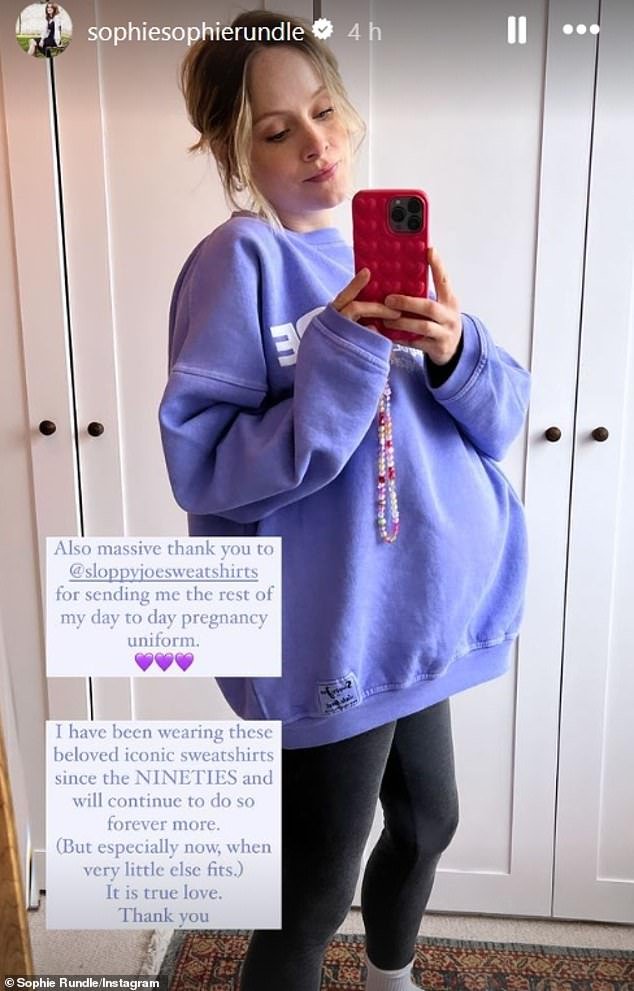 The actress, 35, previously confirmed she was expecting her second child in January during an appearance on The One Show, but this is the first time she's shared a bump update