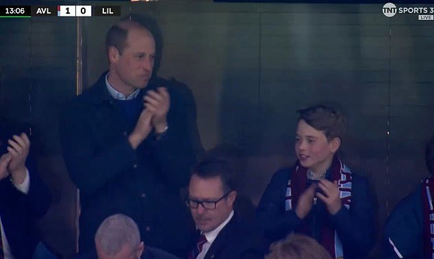 Prince William and Prince George celebrated Aston Villa's opening goal against Lille