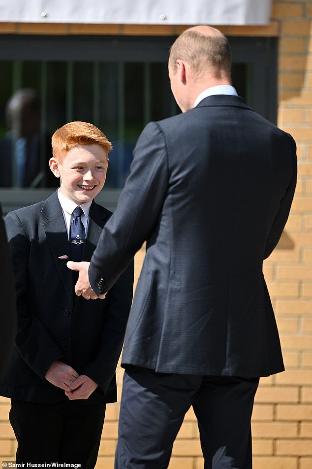 The Prince of Wales surprised schoolboy Freddie Hadley, 12, as he arrived at his school in the West Midlands today