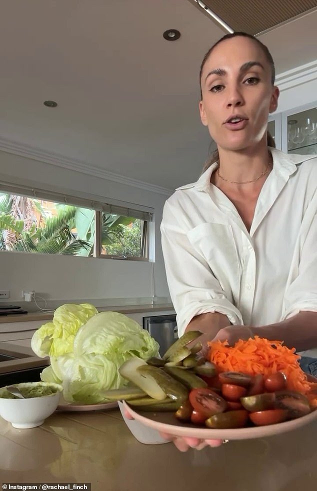 Rachael revealed she's been called an 'almond mom' and accused of 'endangering' her children after sharing a video of herself making naked burgers for her kids (pictured)