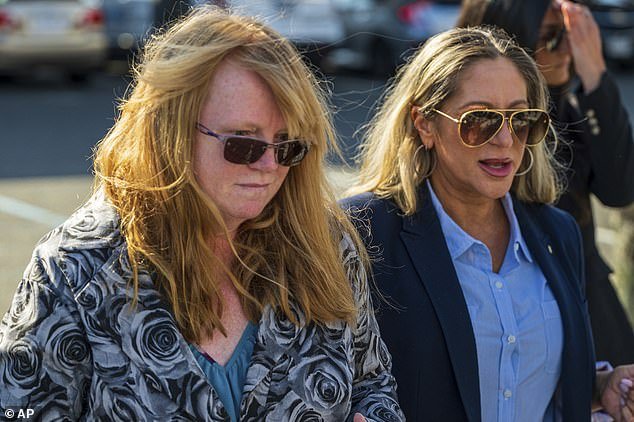 Asa Ellerup, left, the estranged wife of Long Island serial murder suspect Rex Heuermann, arrives at court in Riverhead, NY on Wednesday, April 17, 2024