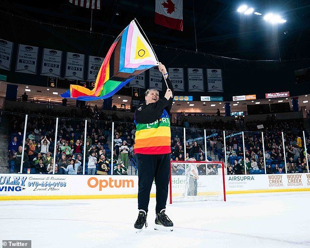 The Pride Night game in Ottawa follows a similarly themed game in Boston last week (pictured), where fans waved flags and held up signs to celebrate the Boston-Toronto game.