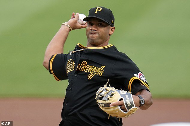 Russell Wilson threw an impressive first pitch at PNC Park prior to the Pirates-Red Sox game