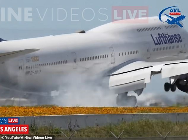On Tuesday, a Lufthansa Airlines Boeing 747 was forced to abort the landing after violently bouncing off the runway twice