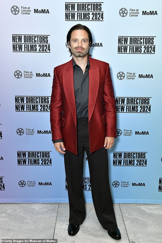 Sebastian Stan, 41, was photographed at the New York City premiere of his new thriller A Different Man at the Museum of Modern Art on Wednesday evening