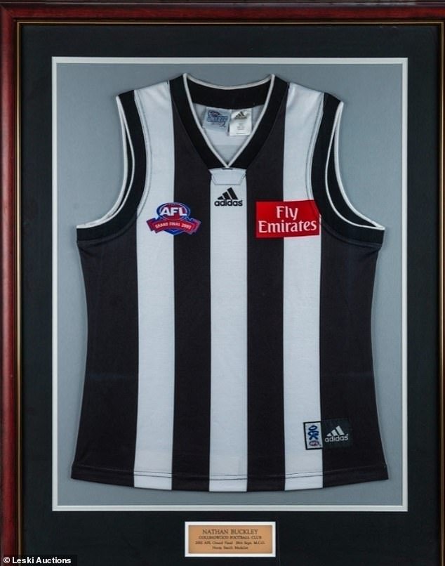 Among the more than 200 items up for grabs is the champion midfielder's AFL grand final jersey, taken from his best performance on the ground in Collingwood's 2002 defeat to Brisbane.