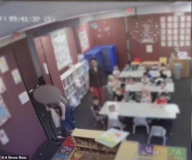 Footage from DJ's Christian Preschool/Daycare shows Lilly Royal, 3, being forcefully picked up and tossed around by an unknown teacher on April 19.