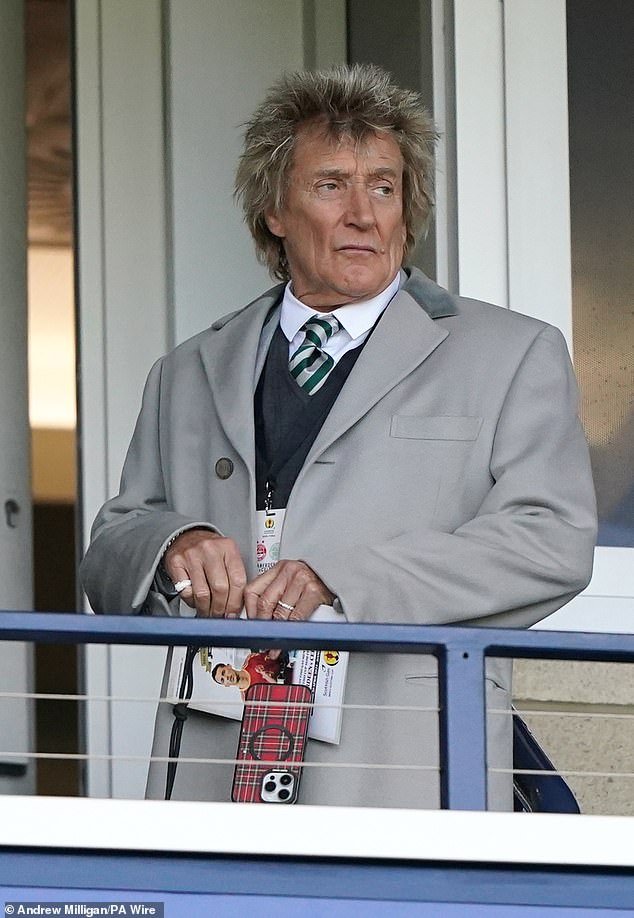 Sir Rod Stewart spent some quality time with his sons on Saturday as he watched Aberdeen's semi-final against Celtic in Glasgow