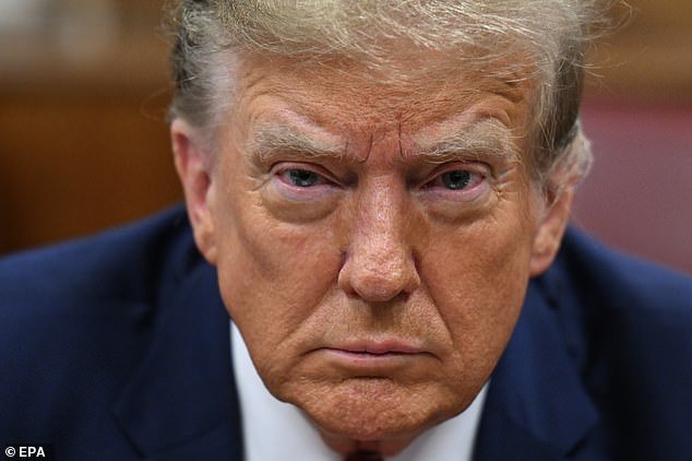 Donald Trump pursed his lips, crossed his arms and made his displeasure clear during the first morning of his first criminal trial on Monday in New York