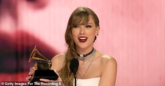 LOS ANGELES, CALIFORNIA – FEBRUARY 04: Taylor Swift accepts the Album Of The Year award for "Midnights" on stage during the 66th GRAMMY Awards at Crypto.com Arena on February 4, 2024 in Los Angeles, California.  (Photo by Kevin Winter/Getty Images for The Recording Academy)