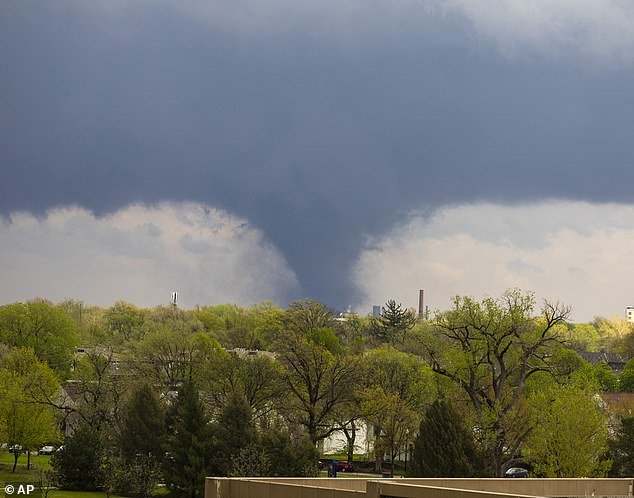 A tornado touches down in Lincoln, Nebraska, Friday afternoon