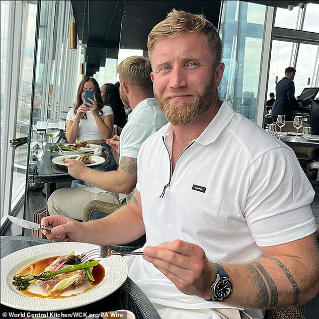 James Henderson, 33, (pictured) former Special Forces operator and six-year member of the Royal Marines, was killed in the bombing.  He provided security for the World Central Kitchen charity in Gaza