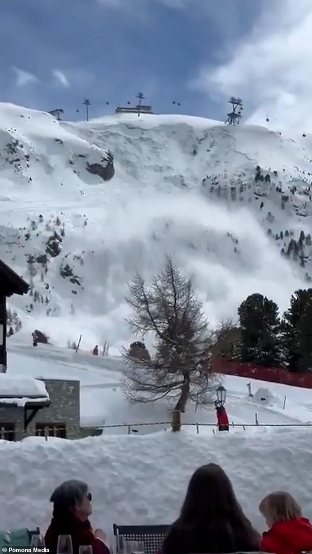 Shocking video showed the moment the avalanche touched down near the Riffelberg area