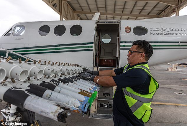 Not every cloud can be seeded, so the UAE's National Center of Meteorology has a fleet of aircraft (pictured) that can respond when a suitable cloud is spotted