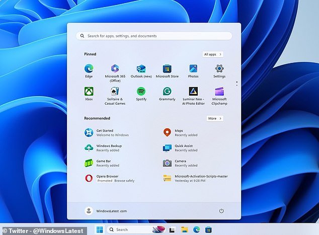 Windows 11 will now include ads for 'recommended' apps in the Start Menu, luckily there's an easy way to disable these.  This image shows how a promoted ad for 'Opera Browser' has been included