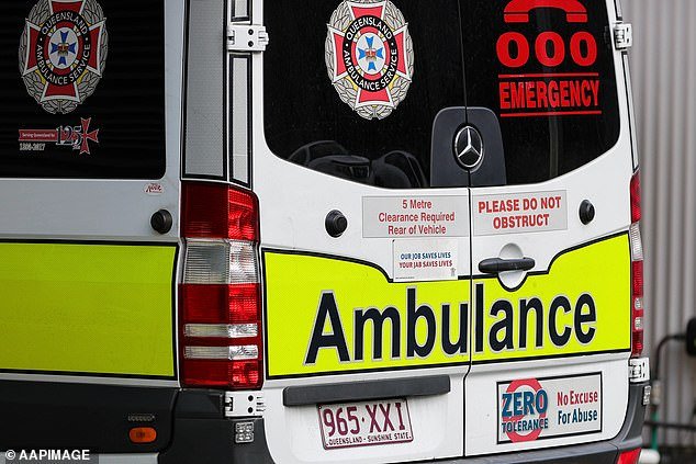Before the crash, the motorcycle and vehicle were traveling in opposite directions.  The cyclist, a 19-year-old man, died at the scene (Queensland ambulance photo)