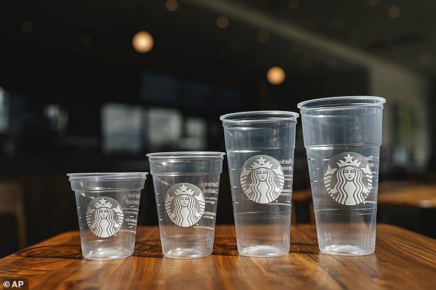 The coffee giant will roll out disposable cups next month to combat the more than 35 million kilos of plastic that its customers throw away when they have finished their ice-cold drinks.