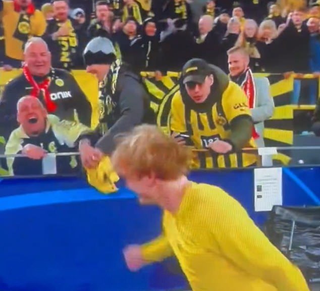 A supporter appeared to snatch Julian Brandt's shirt from another fan in a wheelchair