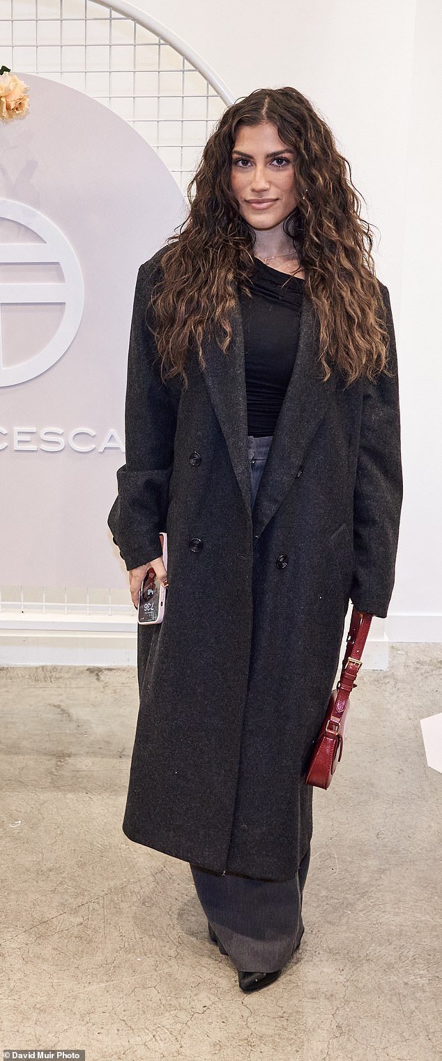 Love Island stars Claudia Bonifazio, 25, (pictured) and Phoebe Spiller, 24, appeared in casual looks, with Claudia wearing an all-black look with a bright red handbag