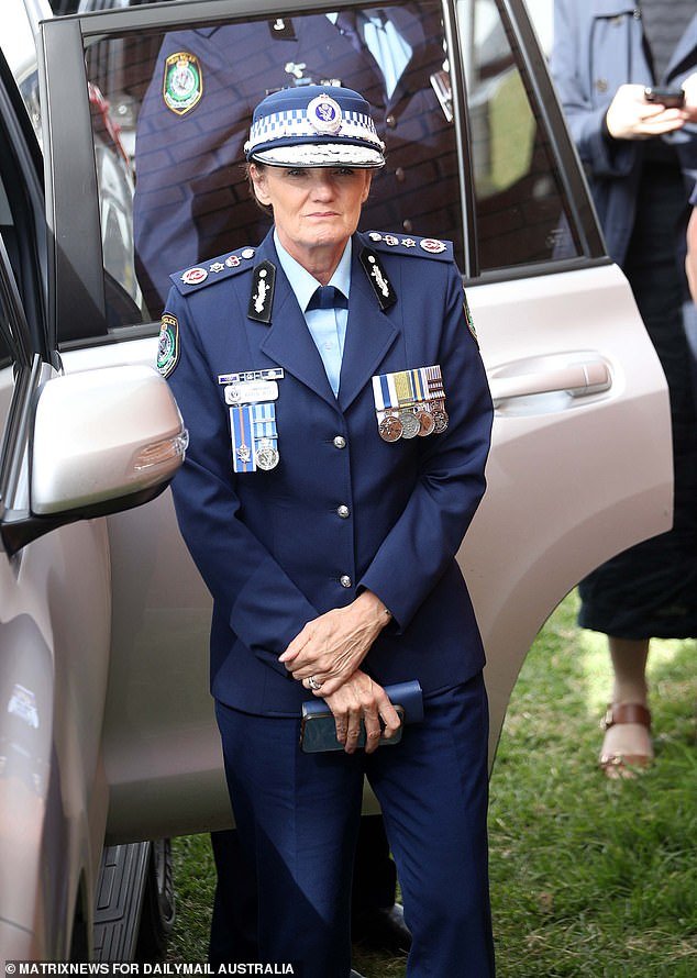 NSW Police Commissioner Karen Webb joined hundreds of mourners to pay her respects
