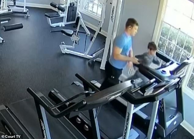 In a sickening CCTV video shown during Gregor's ongoing trial, Corey was seen continually falling off the treadmill as Gregor kept picking him up and putting him back on the machine.