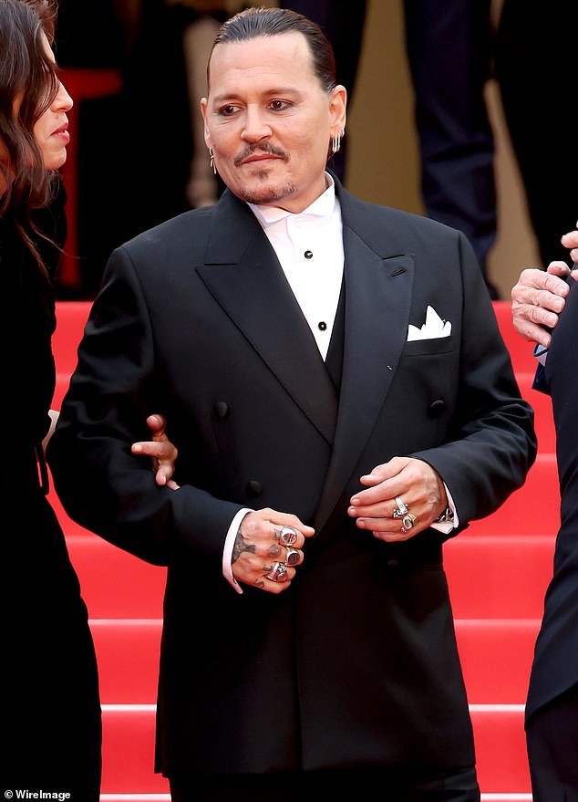Depp was received enthusiastically at last year's Cannes Film Festival, where he premiered his French romantic drama Jeanne du Barry;  pictured at the Cannes premiere