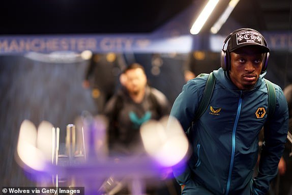 MANCHESTER, ENGLAND - MAY 04: Toti Gomes of Wolverhampton Wanderers arrives at the stadium ahead of the Premier League match between Manchester City and Wolverhampton Wanderers at the Etihad Stadium on May 4, 2024 in Manchester, England.  (Photo by Jack Thomas - WWFC/Wolves via Getty Images)