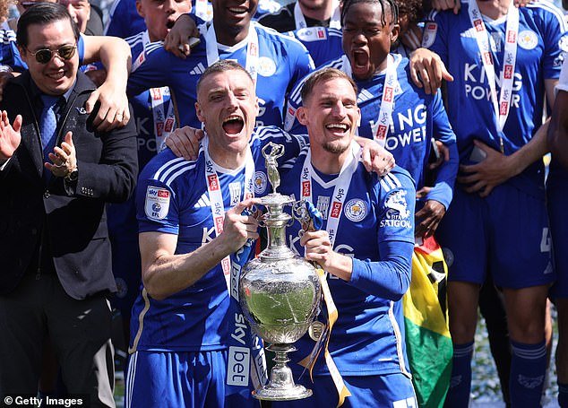 Leicester were celebrating after winning the Championship title and being promoted